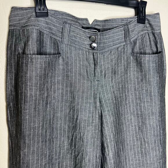 Express Design Studio Dress Pant 8 Linen Blend Gray Pinstripe Work Office Preppy - Picture 5 of 9